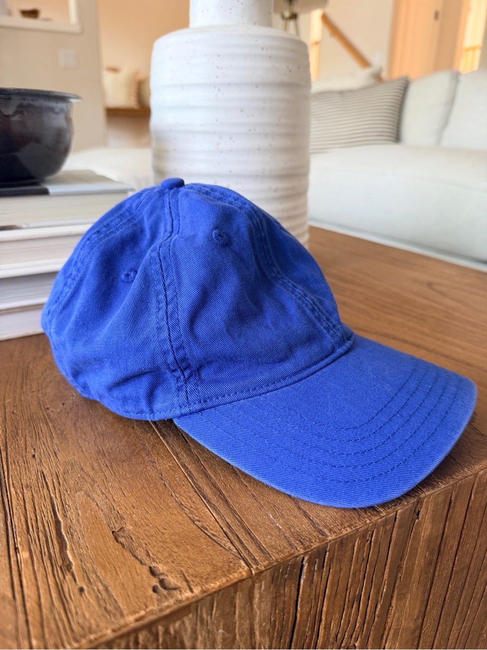 Madewell Organic Cotton Broken In Baseball Cap One Size Blue Leather Strap - Picture 4 of 6